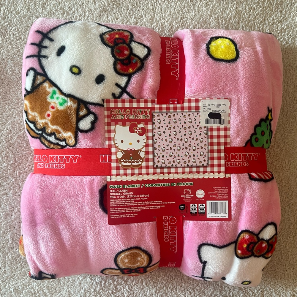 Hello Kitty Pink Gingerbread Plush Blanket